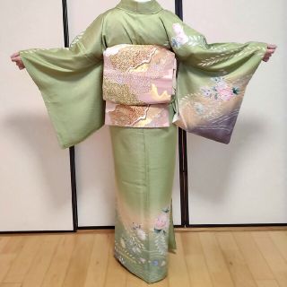 訪問着フルセット 黄緑 辻が花 七五三 入学式 結婚式 訪問着セット