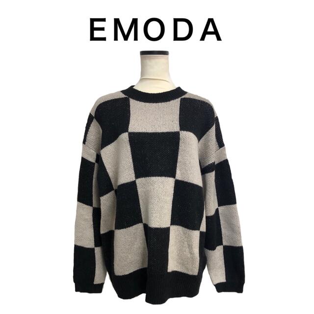 EMODA - EMODA ワイド チェッカー ニット Fサイズ オーバーサイズ