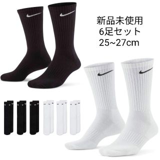 ナイキ(NIKE)の新品未使用 NIKE クルーソックス 白黒 6足セット 25~27cm ナイキ(ソックス)