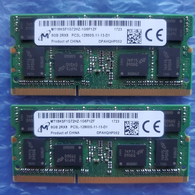 Micron DDR3L ECC付き SO-DIMM 16GB(8GBx2枚)
