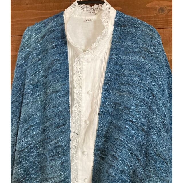 訳ありB品 阿波藍染 本藍染シルク真綿紬ストール天然灰汁発酵建 藍染めストール