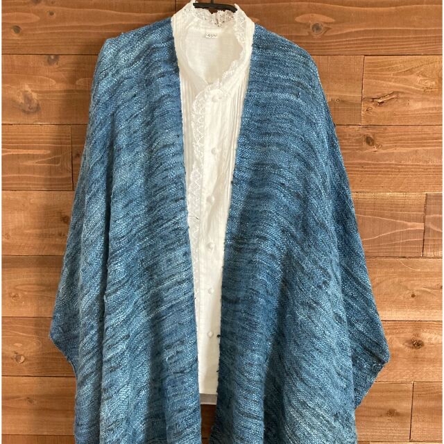 訳ありB品 阿波藍染 本藍染シルク真綿紬ストール天然灰汁発酵建 藍染めストール
