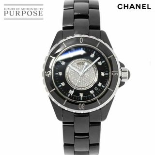 シャネル(CHANEL)のシャネル CHANEL J12 H1757 メンズ 腕時計 センター ダイヤ 12P デイト セラミック ブラック オートマ 自動巻き ウォッチ VLP 90173520(腕時計(アナログ))