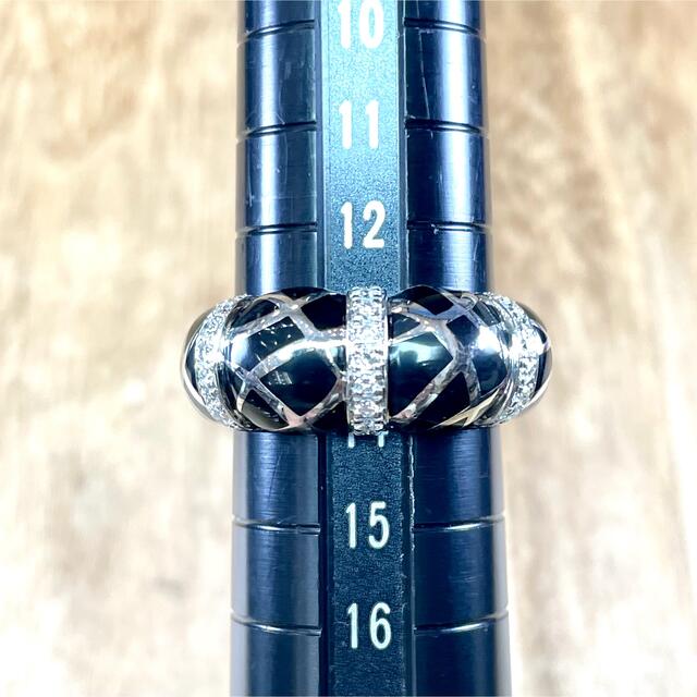 クールな美しさ！k18WG オニキス ダイヤ リング 7.26g M1015 レディースのアクセサリー(リング(指輪))の商品写真