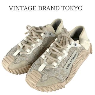 ドルチェアンドガッバーナ(DOLCE&GABBANA)の【SALE】DOLCE&GABBANA ドルチェアンドガッバーナ スニーカー NS1 レース シューズ ステップダウンタイプ 靴 ドルガバ CK1754AX372 レザー    ベージュ レディース 人気【中古品】(スニーカー)