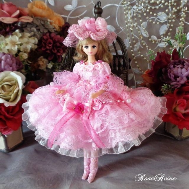 X様専用ページ ロリータロマンス 花の妖精ラブリーピンクのプリンセスドールドレス ハンドメイドのぬいぐるみ/人形(その他)の商品写真