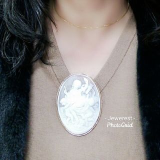 K18YG⚪大ぶり◇シェルカメオ⚪ブローチ時々ペンダントトップ
