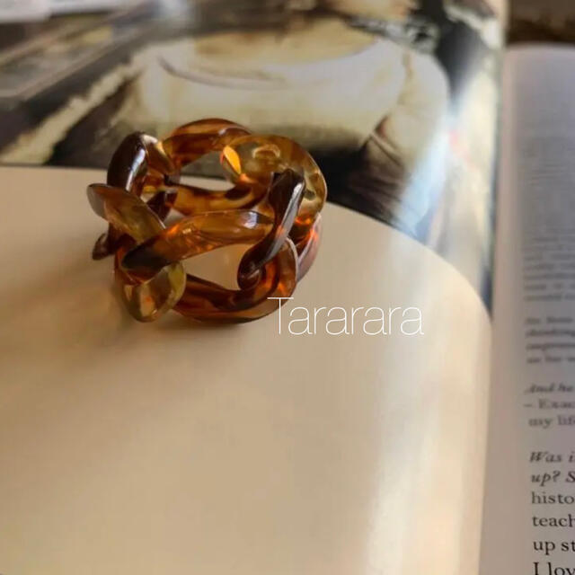 ●handmade Acrylchain ring アンバー● ハンドメイドのアクセサリー(リング)の商品写真