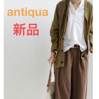 アンティカ(antiqua)の☆新品☆ アンティカ　カーディガン　ストライプ　L-XL(カーディガン)