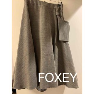 美品♪ FOXEY BOUTIQUE ウール混 ラメ Iライン スカート 40-