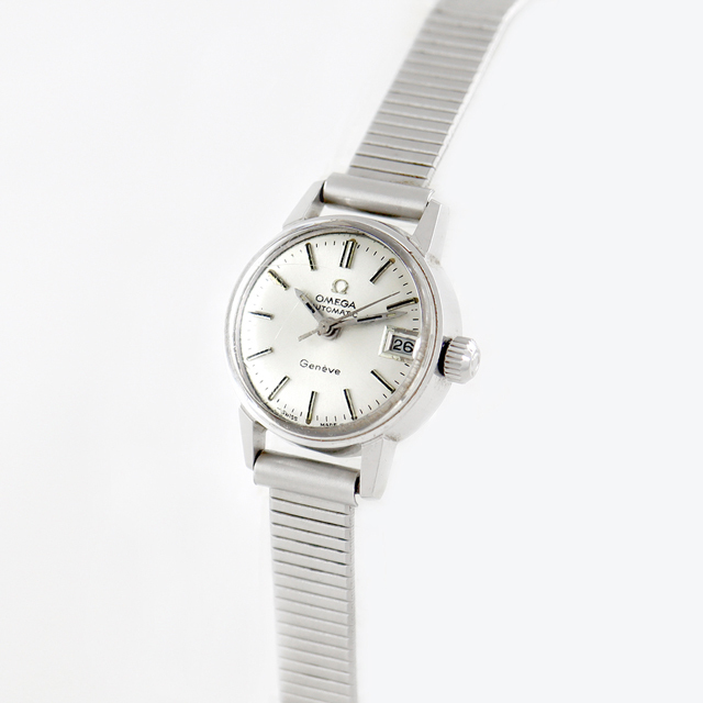 OMEGA(オメガ)の希少品 OMEGA オメガ Geneve ジュネーブ 566.002 Cal.684 デイト シルバー SS ステンレス レディース 自動巻き アンティーク ヴィンテージ【腕時計】【中古】 レディースのファッション小物(腕時計)の商品写真