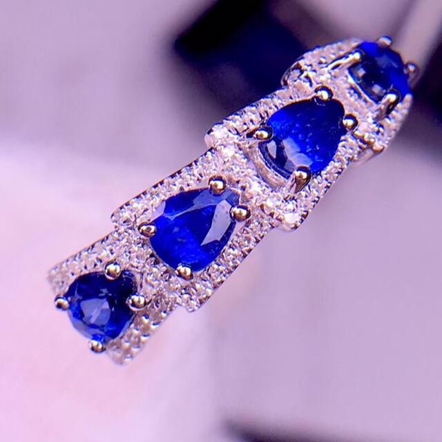 天然 ルビー ブルーサファイア ダイヤ リング合計1.2ct k18 ^ - リング ...