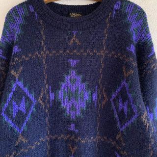 ART VINTAGE - 90s アルパカニット 総柄 アート 芸術 オリエンタル ヨーロピアン 菅田将暉