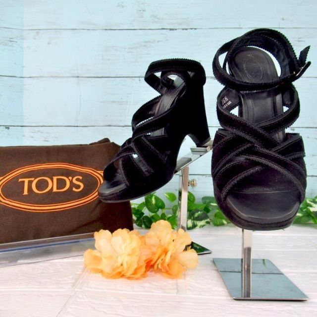 TOD'S - トッズ TOD'S アンクルストラップスエードサンダル 23.5 黒 イタリア製の通販 by アパレルネクストセレクション