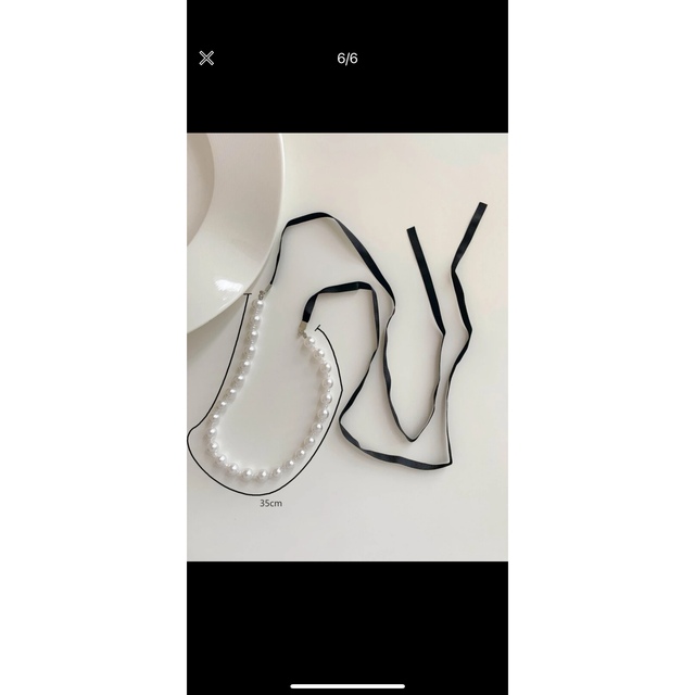 人工パール♡リボン♡チョーカーネックレス レディースのアクセサリー(ネックレス)の商品写真
