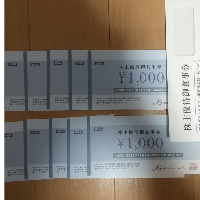 ジェイグループホールディングス株主優待券 10000円分