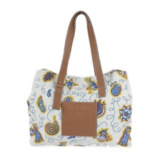 ロエベ(LOEWE)のLOEWE ロエベ PAULA’S IBIZA パウラズイビザ コラボ  トートバッグ  キャンバス レザー  ホワイト ブルー マルチカラー ブラウン  ショルダーバッグ 【本物保証】(トートバッグ)