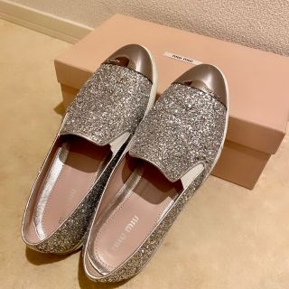 miu miu グリッター フラット シューズ 35サイズ