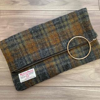 ハリスツイード(Harris Tweed)のハリスツイード×チャオパニック　クラッチバッグ　ビッグポーチ(クラッチバッグ)