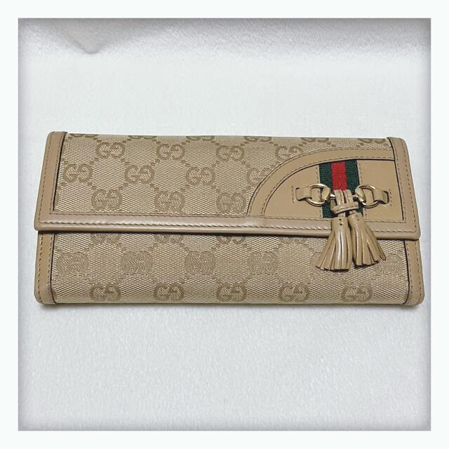 Gucci(グッチ)の【ゆん様専用】グッチ 長財布 スプリーム ベージュ シェリーライン レディースのファッション小物(財布)の商品写真