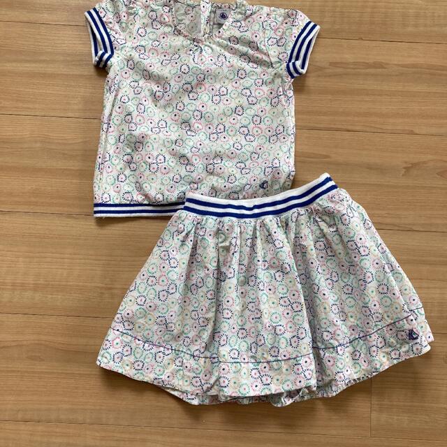 PETIT BATEAU(プチバトー)のプチバトー　スカート　トップス　セットアップ　95〜100 キッズ/ベビー/マタニティのキッズ服女の子用(90cm~)(スカート)の商品写真