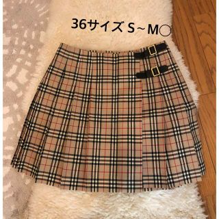 BURBERRY BLUE LABEL - 美品本物バーバリーブルーレーベル上質ウールチェック柄プリーツ巻きミニスカート♫