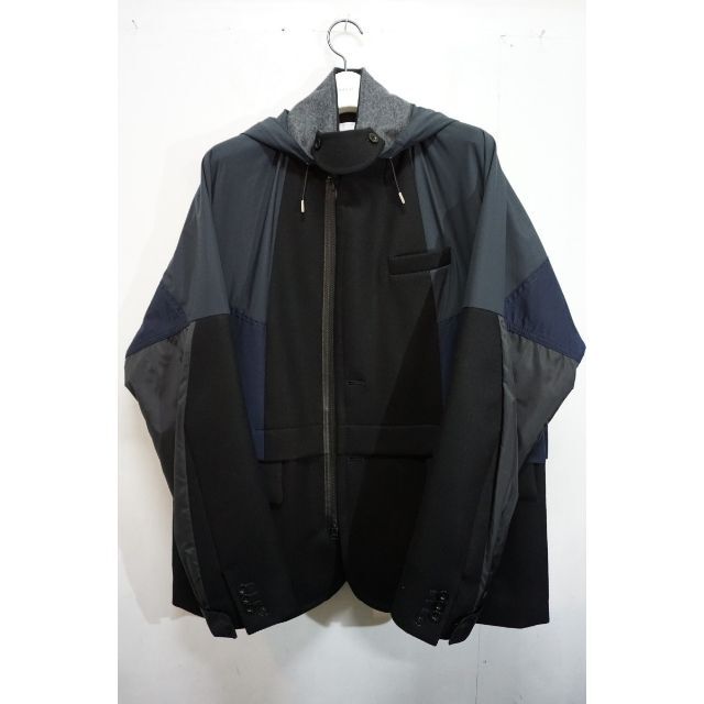 極美品21AW Sacai ドッキング ウール メルトン ジャケット1028M▲