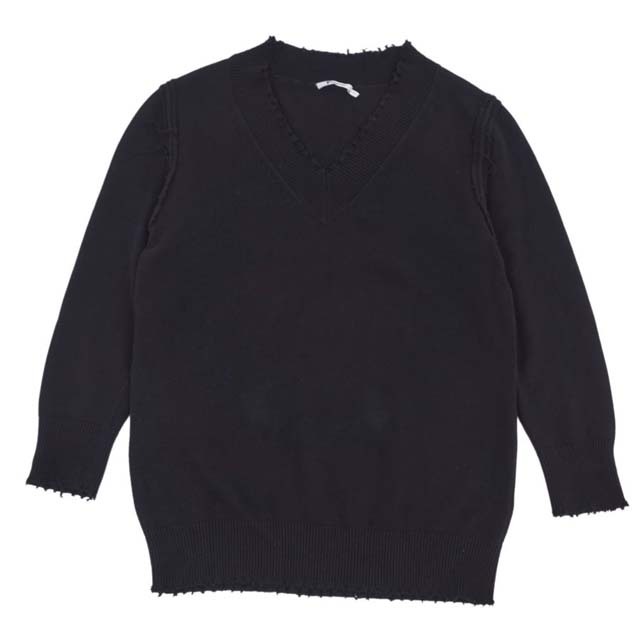 Alexander Wang(アレキサンダーワン)の美品 アレキサンダーワン Alexander Wang ニット セーター ダメージ加工 コットン 無地 トップス メンズ S ブラック メンズのトップス(ニット/セーター)の商品写真