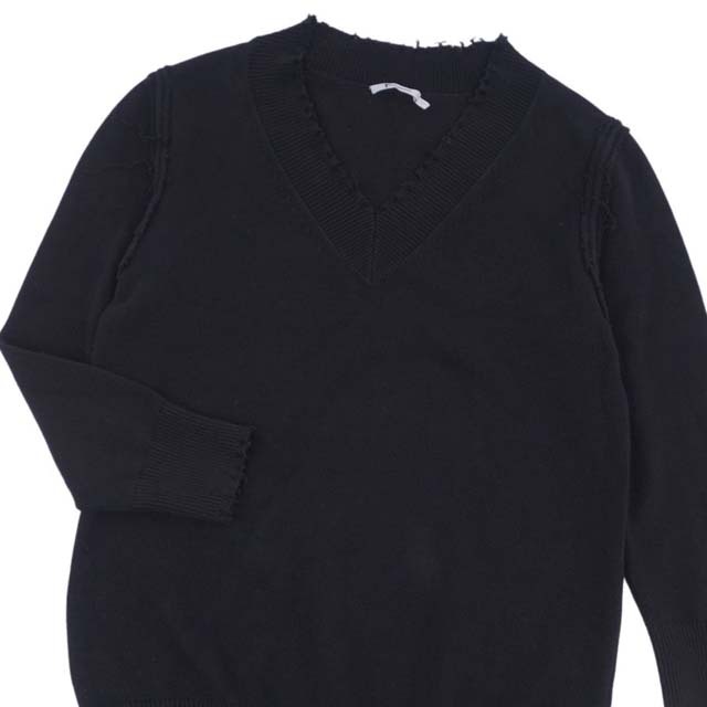 Alexander Wang(アレキサンダーワン)の美品 アレキサンダーワン Alexander Wang ニット セーター ダメージ加工 コットン 無地 トップス メンズ S ブラック メンズのトップス(ニット/セーター)の商品写真