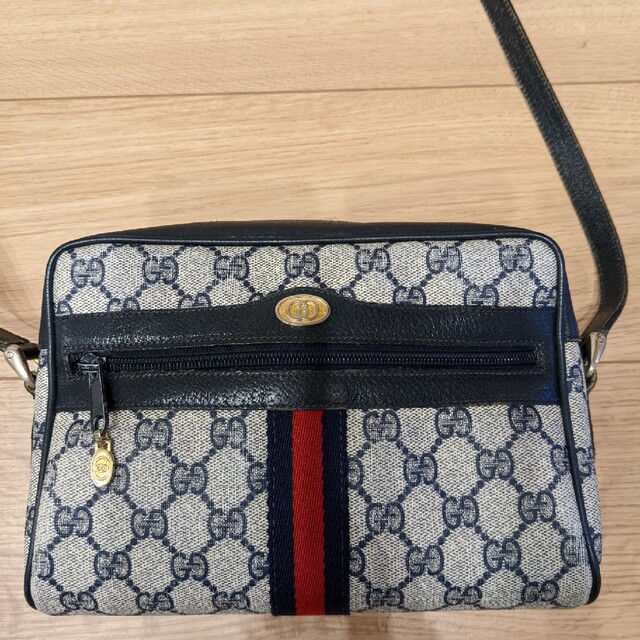 美品 GUCCI オールドグッチ ネイビー ショルダーバッグ レディース 筒