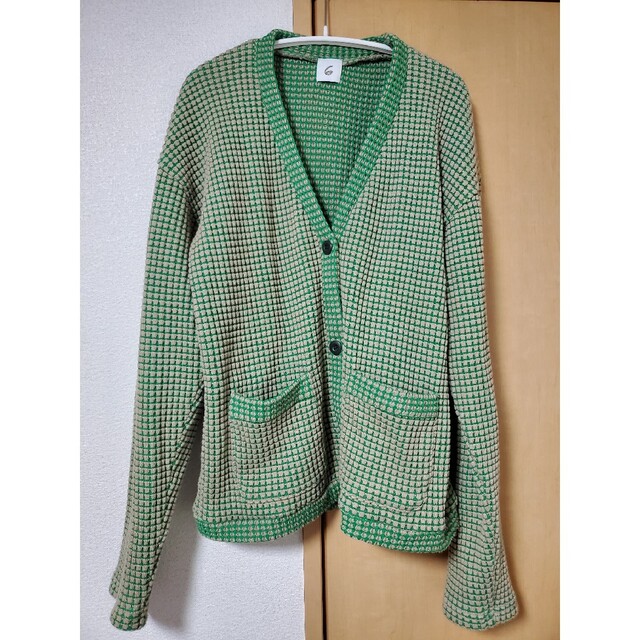 roku 6 waffle vneck cardigan Vネックカーディガン