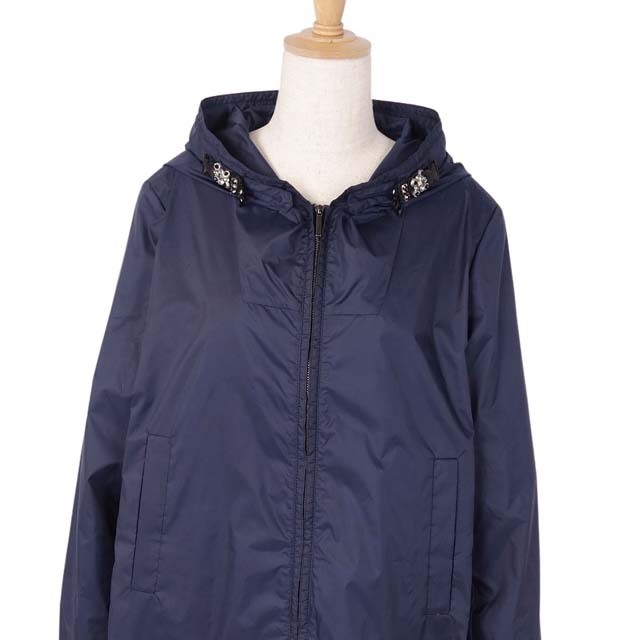 美品 マックスマーラ Max Mara ジャケット ビジュー ジップアップ フーディ ブルゾン ナイロン レディース アウター IJ40 USA6 FB38(M相当) ネイビー 美品 マックスマーラ Max Mara ジャケット ビジュー ジップアップ フーディ ブルゾン ナイロン レディース アウター IJ40 USA6 FB38(M相当) ネイビー