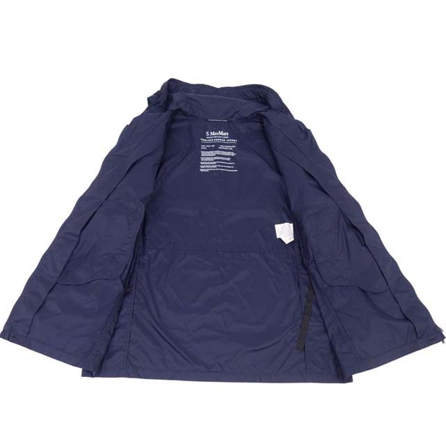 美品 マックスマーラ Max Mara ジャケット ビジュー ジップアップ フーディ ブルゾン ナイロン レディース アウター IJ40 USA6 FB38(M相当) ネイビー