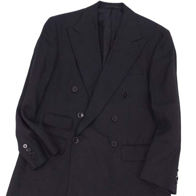 美品 ラルフローレン パープルレーベル RALPH LAUREN PURPLE LABEL セットアップ スーツ リネン ジャケット パンツ メンズ C94-W82-T175(L相当) ブラック