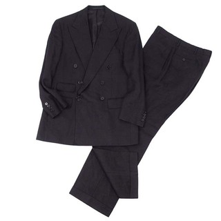ラルフローレン(Ralph Lauren)の美品 ラルフローレン パープルレーベル RALPH LAUREN PURPLE LABEL セットアップ スーツ リネン ジャケット パンツ メンズ C94-W82-T175(L相当) ブラック(セットアップ)