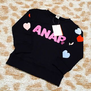 アナップキッズ(ANAP Kids)の年明けSALE！ANAPKIDS♡ハート袖ワッペントレーナー(Tシャツ/カットソー)