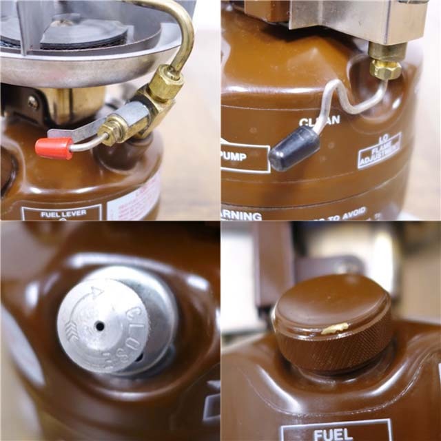 美品 コールマン Coleman PEAK１ MODEL400 STOVE クッカーケース付き ピーク1 ガソリン ストーブ 2レバー 1980年  キャンプ アウトドア