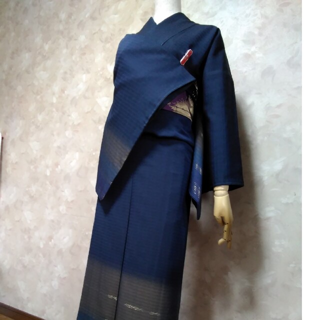 正絹　藍染め　琉球　首里織り　訪問着　さが美謹製(タグ付き)￥1080000の品