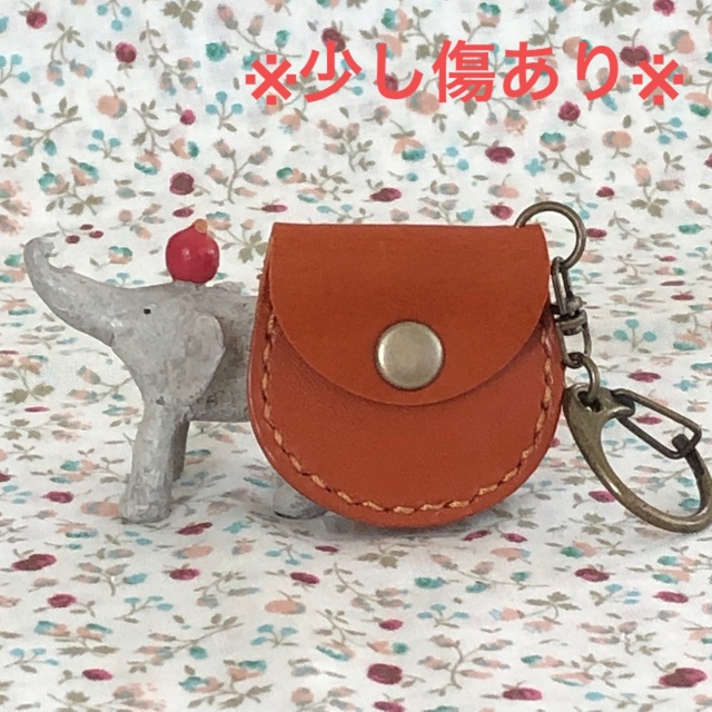 ランキング第1位 オレンジブラウン コインが入る本革のキーホルダー