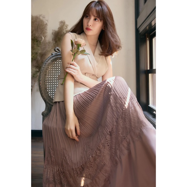 herlipto♡ Meurice Pleated Lace Dress