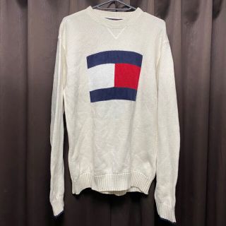 トミーヒルフィガー(TOMMY HILFIGER)のTOMMY HILFIGER 90s ニット セーター M 白 フラッグ (ニット/セーター)