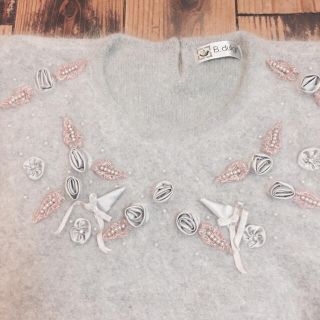 ロキエ(Lochie)のused アンゴラモヘアと刺繍の半袖ニット(ニット/セーター)