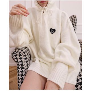 エピヌ(épine)の♡ Eé knit hoodie black(ミニワンピース)