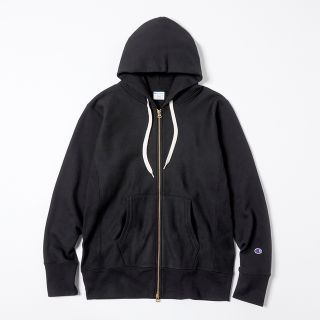 美品 Champion リバースウィーブ ジップフーデッドスウェットシャツ 黒(パーカー)