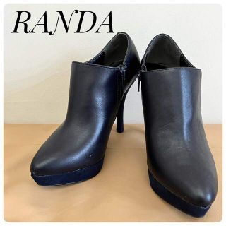 ランダ(RANDA)の美品✨RANDA ブーティー ショートブーツ  プラットフォーム ネイビー M(ブーティ)