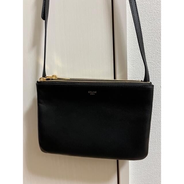 極美品❤CELINE セリーヌ トリオ スモール ショルダーバッグ 黒 ブラック