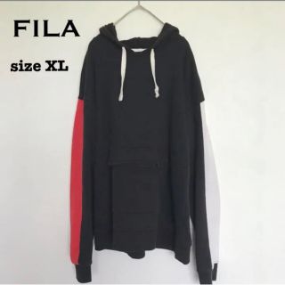 フィラ(FILA)のフィラ　フーディ　プルオーバー　パーカー　レディースXL ブラック(パーカー)