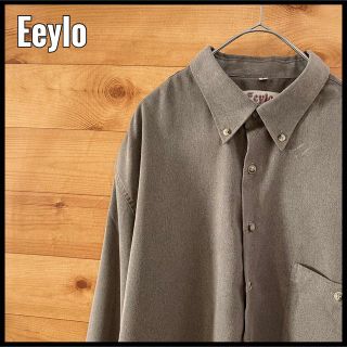 【Eeylo】フェイクスウェード 長袖シャツ ポリシャツ ボタンダウン  古着(シャツ)