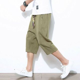 3XL 緑 アーミーグリーン サルエルパンツ メンズ ハーフパンツ サルエル (サルエルパンツ)