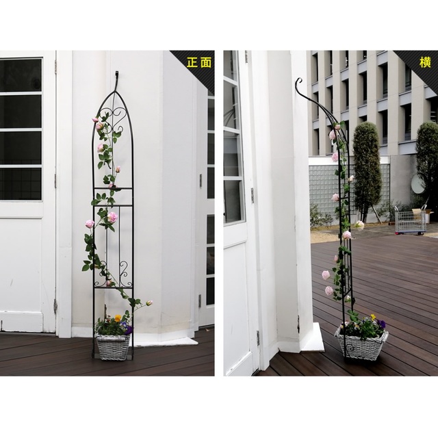 アイアンハーフアーチ(ダブル) アーチ ガーデニング ベランダ 庭 植物 ハンドメイドのフラワー/ガーデン(その他)の商品写真